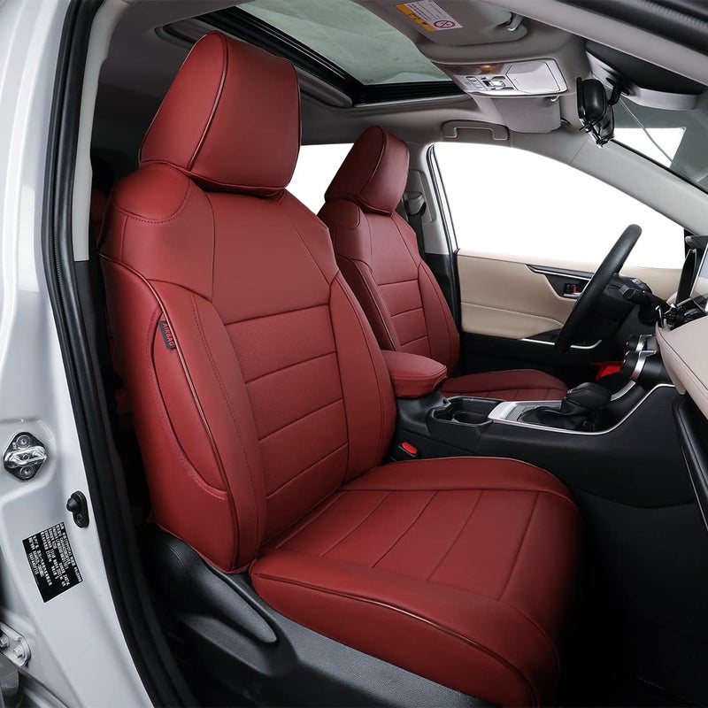 EKR Custom Fit RAV4 Car Seat Covers for Toyota RAV4 2019-2023 - Full Set, Leather (Burgundy)